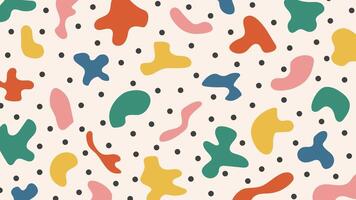 Doodle abstract background with hand drawn colorful shapes, blobs and dots. Creative trendy minimalistic design vector