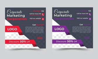 Set of Editable minimal square banner template. Abstract background color with stripe line shape. Suitable for social media post and web internet ads. vector