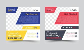 Set of Editable minimal square banner template. Abstract background color with stripe line shape. Suitable for social media post and web internet ads. vector