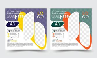 Set of Editable minimal square banner template. Abstract background color with stripe line shape. Suitable for social media post and web internet ads. vector