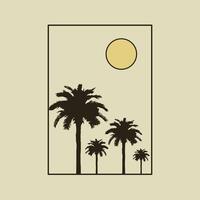 logo design template with palm trees. Abstract summer and vacation badge vector