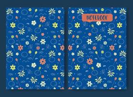 Seamless flourish pattern - cover design template. Notebook with springtime pattern. Cover page design vector