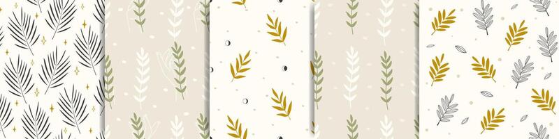 Branding flat floral pattern design. Witchcraft nature elements seamless pattern. vector