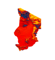 Chad map with the flag Colors Red and yellow Shaded relief map 3d illustration png