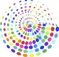 gradient swirling spiral of various colored dots, speed concept vector