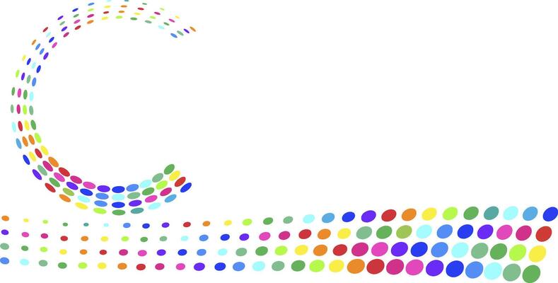 gradient swirling spiral of various colored dots, speed concept