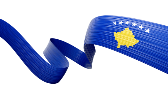 3d bandera de Kosovo 3d ondulado brillante Kosovo cinta bandera 3d ilustración png