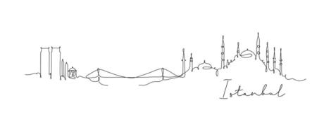 City silhouette Istanbul in pen line style drawing with black lines on white background vector