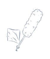 Dust remover tool and wipes drawing in graphic style on light background vector