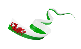 3d Flag Of Wales 3d Wavy Shiny Wales Ribbon Flag 3d Illustration png