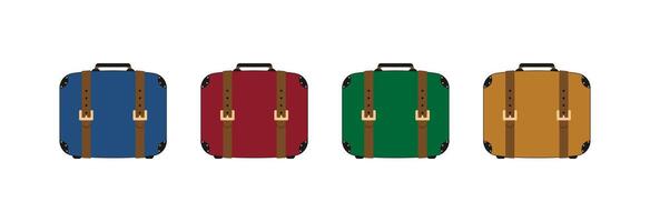 Retro suitcase for travel. vector