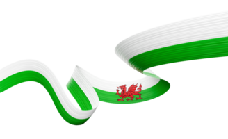 3d Flag Of Wales 3d Shiny Waving Wales Ribbon Flag 3d Illustration png