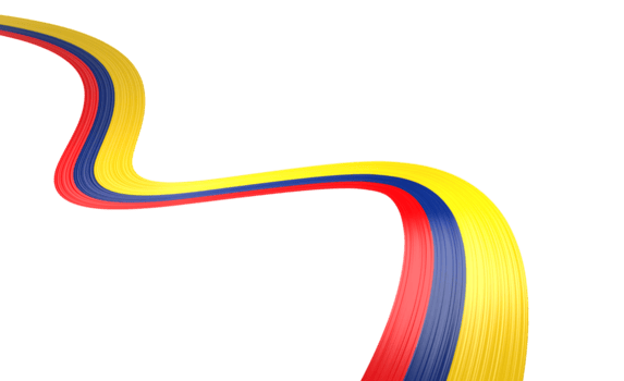3d bandera de Colombia 3d ondulado brillante Colombia cinta bandera 3d ilustración png