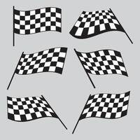 Set of different checkered racing flags vector