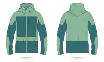 Outdoor casual jacket template front and back view vector