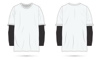 White casual t-shirt mockup front and back view vector