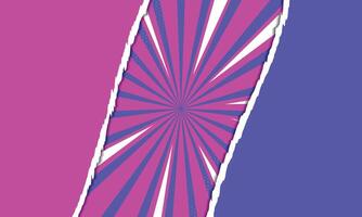 Retro abstract background of torn paper and comic style radial line rays vector