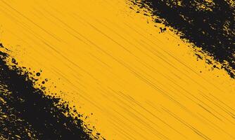 Textured abstract yellow black background with grunge brush strokes vector