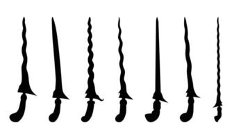 Collection of silhouettes traditional Keris weapons from Java vector