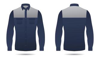 Long sleeve button up shirt mockup front and back view vector