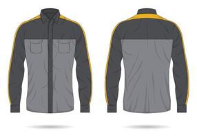 Mockup of a long-sleeve button-down work shirt front and back view vector