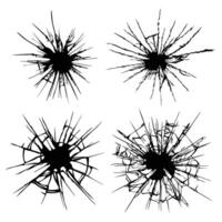 Collection of broken crack illustrations isolated on white background vector