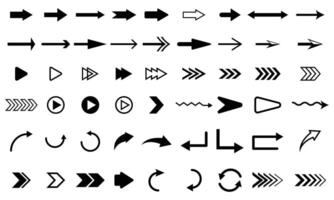 Collection of arrow icons different shapes isolated on white background vector