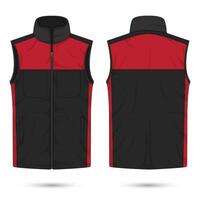Modern zipper vest mockup front and back view vector