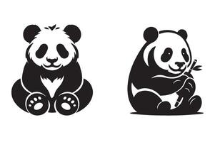 Panda silhouette style art illustration white background vector