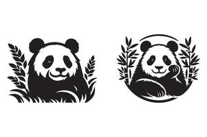 Panda silhouette style art illustration white background vector