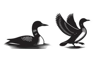 Loon silhouette illustration with white background vector
