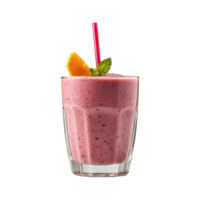 Colorful Refreshment Glass of Fruit Smoothie Isolated on Transparent Background with fresh fruit and a straw, great for healthy eating and beverage menus. png