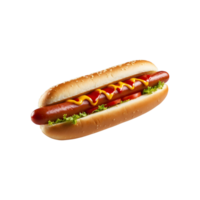 Tasty Combo Hotdog with Ketchup and Mustard Isolated on Transparent Background with tomato lettuce png