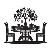 Dining table silhouette white background vector