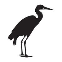 Heron standing on one leg silhouette white background vector