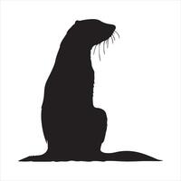Otter silhouette white background vector