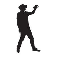 silhouette of man using virtual reality headset glasses silhouette white background vector
