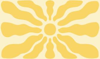 Trendy colorful graphic print with a retro horizontal background featuring bright sunburst in 60s and 70s style. illustration vector