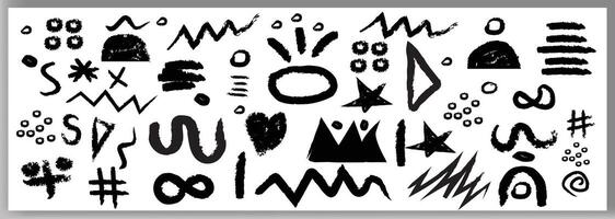 Abstract doodle brush shape geometric paint. Grunge graphic modern abstract collage element . vector