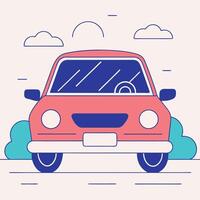 Minimalist front view of car transportation illustration icon vector