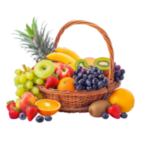 Fruit Basket, fruit realistic Illustration. Realistic Transparent file. Mockup template for artwork graphic design png