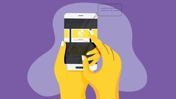 User Interaction with a touch screen mobile illustration vector