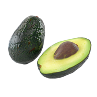 Scrumptious avocado fruit in 3D rendered closeup view png