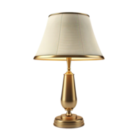 Elegant gold table lamp with a cream fabric shade png