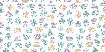 Abstract simple creative geometric pattern. Shapes, spiral, circle. Multi-colored background. Seamless texture, wallpaper decor. vector