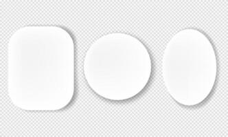Realistic round sheets with shadows. Round frames. Design template or mockup. vector