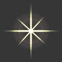Glitter shining star, glowing spark. Warm lighting effect. Flash. Light ray. Lens flares vector