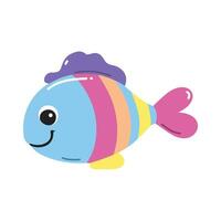Cute fish. Flat cartoon underwater character. Marine animals. Inhabitant of the sea vector