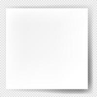 Realistic square paper sheet with shadows. Design template or mockup. Notebook or book page. vector