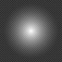 White lighting effect. Round flash. Glitter shining star, glowing spark. Light beam. Lens flares. vector